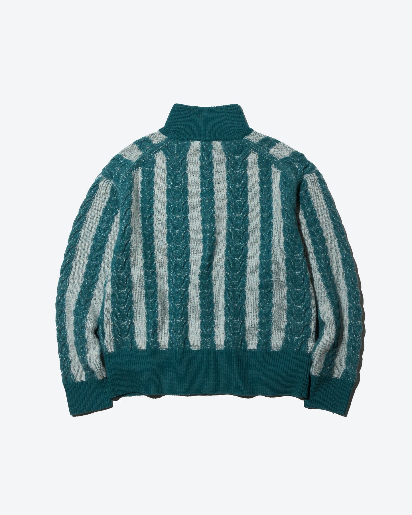 BICOLOR CABLE ZIP SWEATER