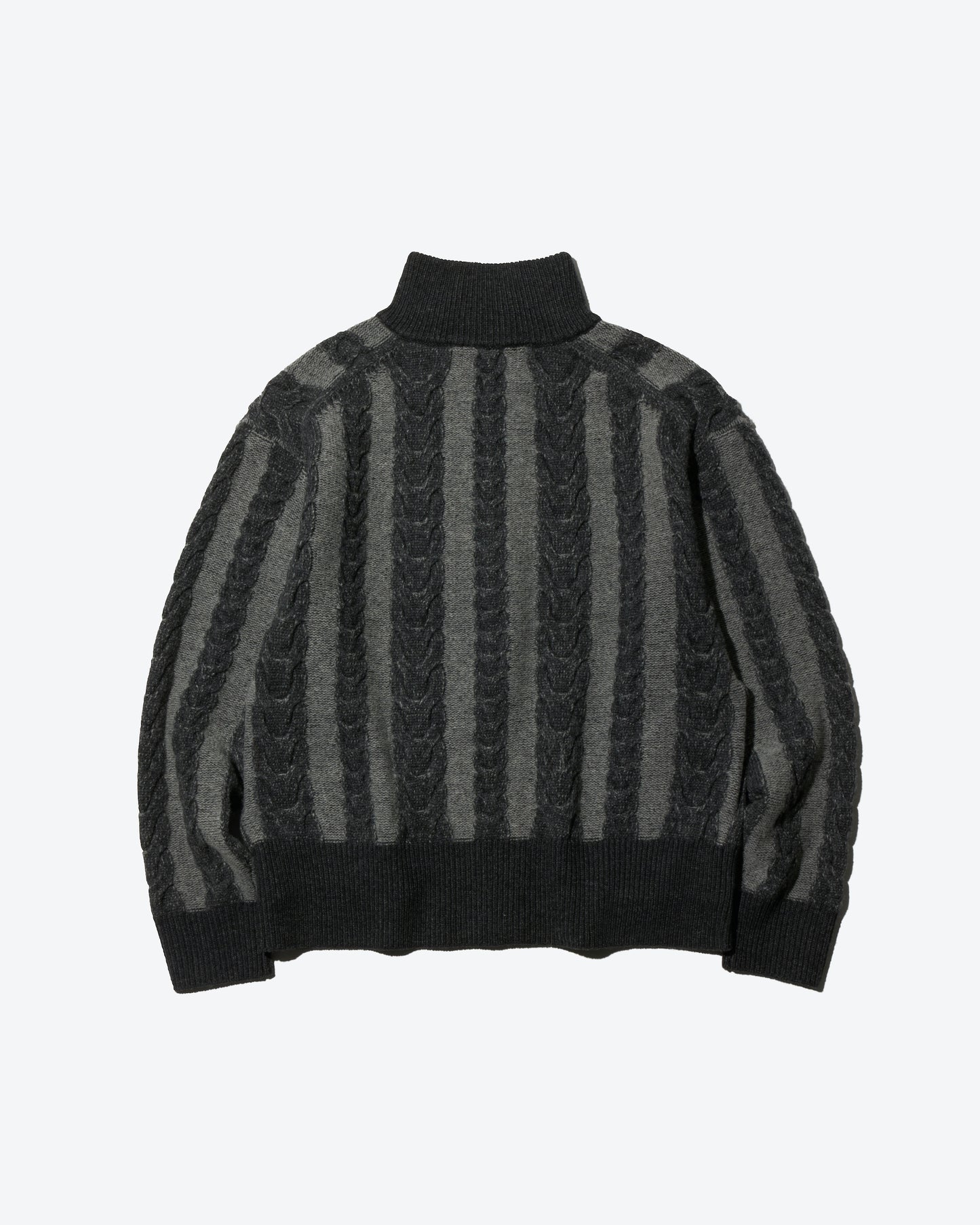 BICOLOR CABLE ZIP SWEATER