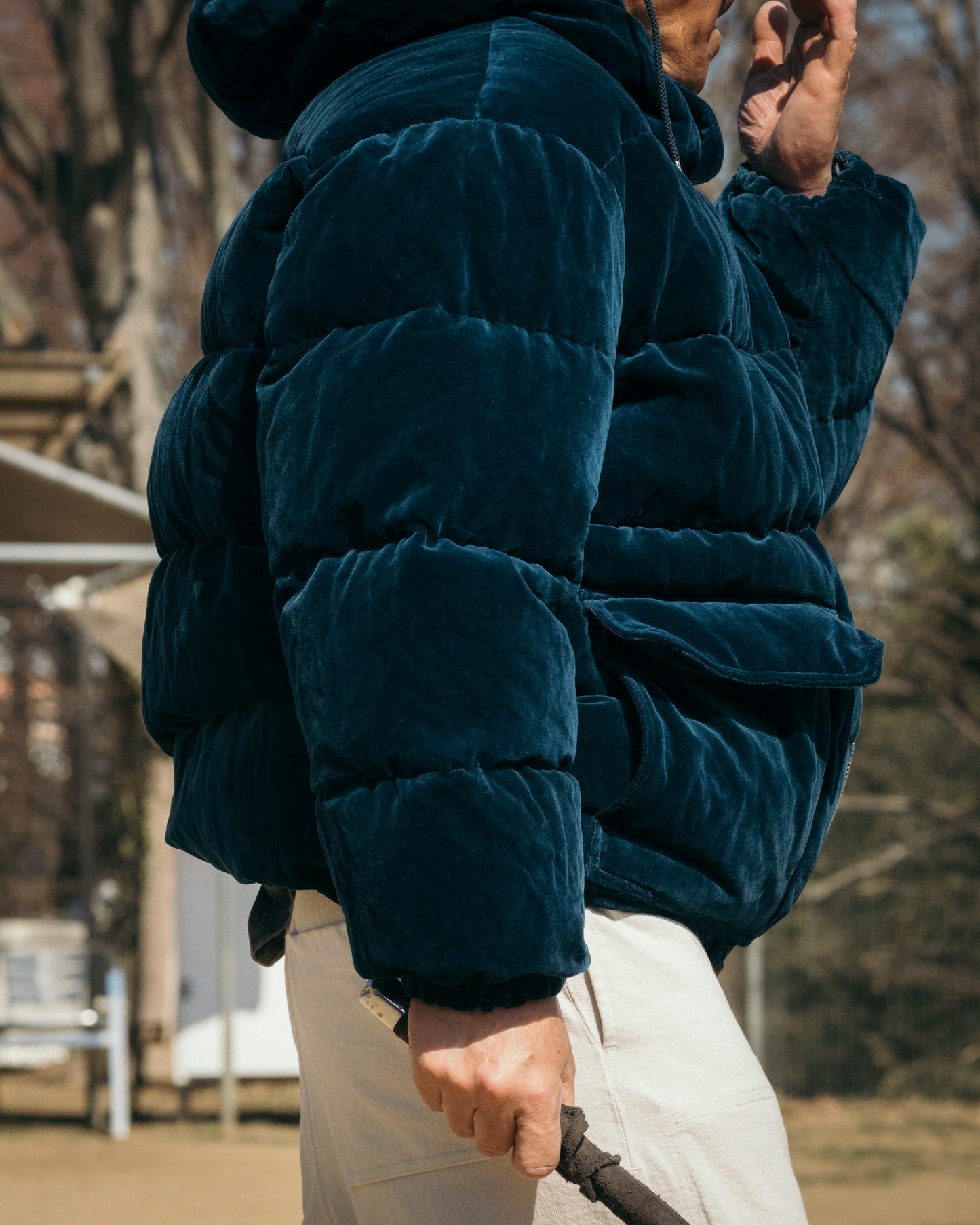 WRINKLED VELVET DOWN JACKET - REVERSIBLE